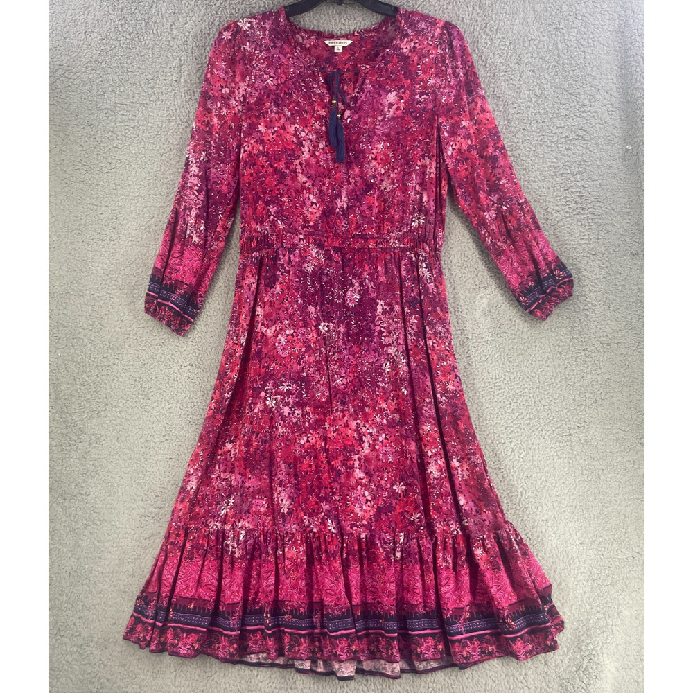 FRYE AND CO. Fuchsia Pink Floral Maxi Dress size large